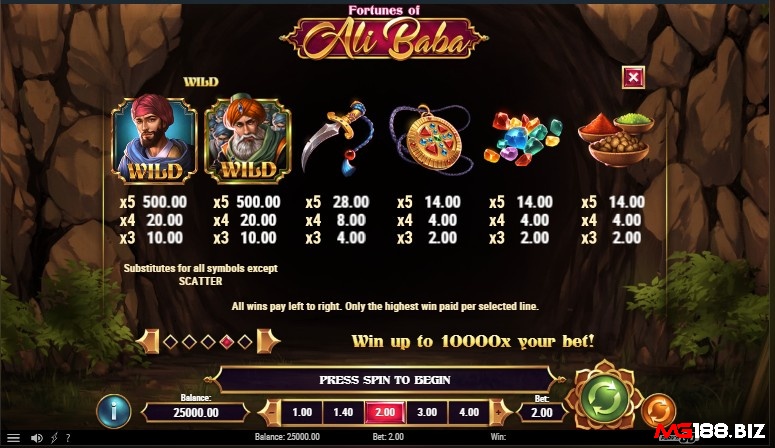 Fortunes of Ali Baba sử dụng 2 biểu tượng Wild Alibaba và biểu tượng tên cướp