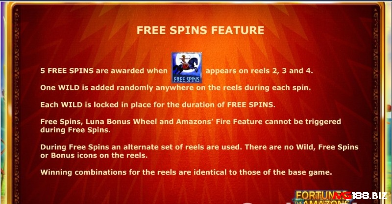 5 vòng quay miễn phí được trao khi biểu tượng Free Spins xuất hiện trên cuộn 2, 3 và 4