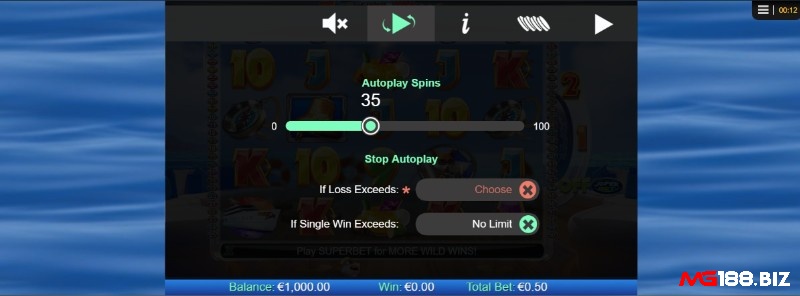 Chọn Autoplay để lựa chọn số vòng quay tự động nhất định