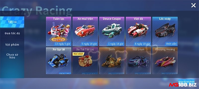 Những chiếc xe đua trong game được thiết kế đa dạng và độc đáo