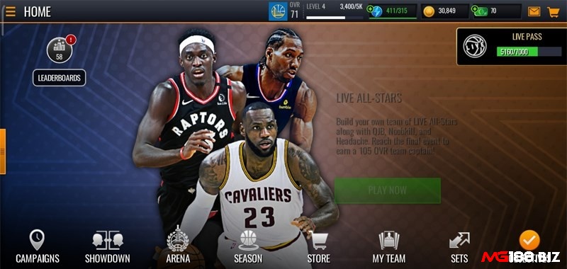 Game NBA LIVE Mobile Basketball cung cấp nhiều chế độ chơi khác nhau