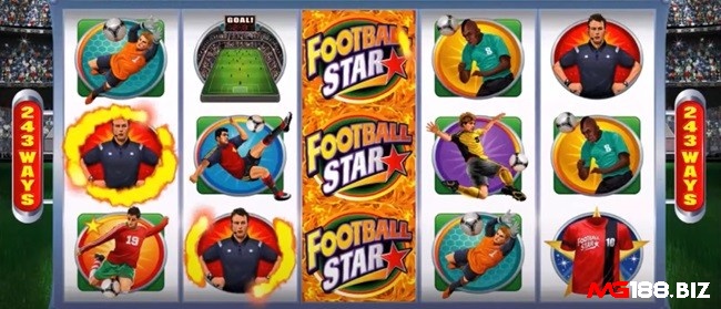 Với bối cảnh là sân vận động bóng đá, các biểu tượng Football Star liên quan đến chủ đề