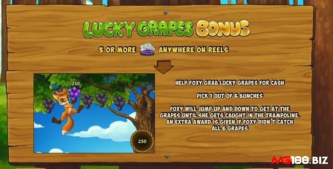 3 Scatter trở lên trao thưởng tối đa x100 lần cược và kích hoạt Lucky Grapes Bonus Feature