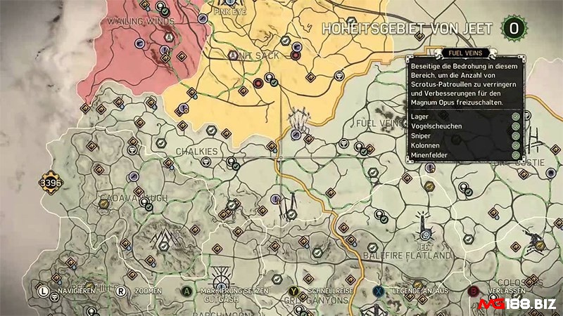 Bản đồ của game Mad Max được phân ra thành 5 khu vực