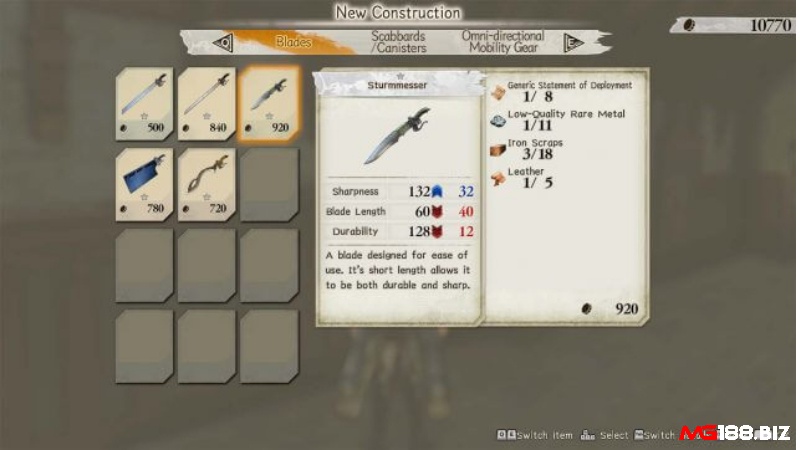 Các loại vũ khí trong game Attack on Titan 2