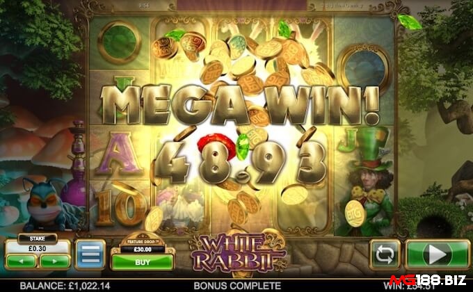 Mega Win rất dễ đạt được trong slot thỏ trắng này