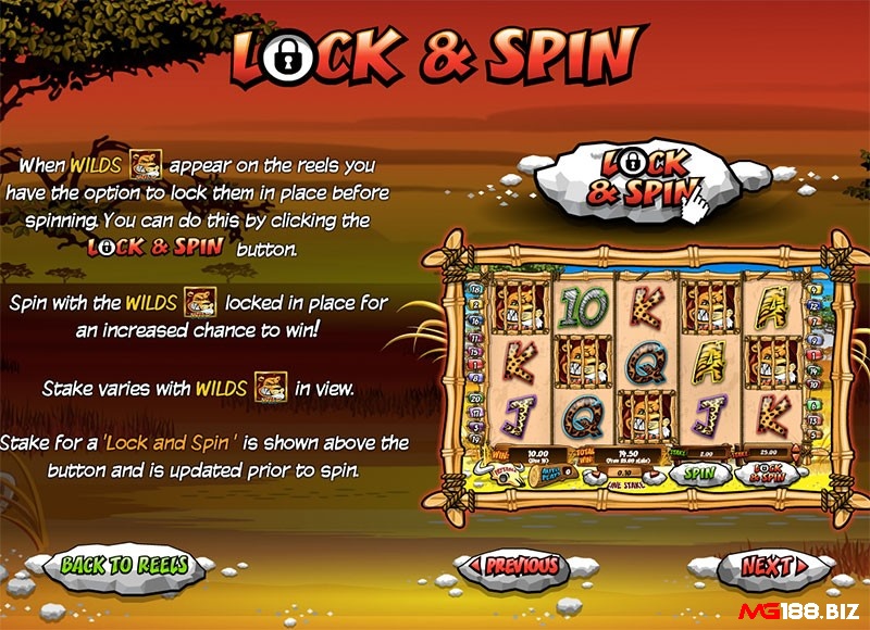 Tính năng Lock & Spin được kích hoạt giúp các Wild sẽ khoá trên guồng