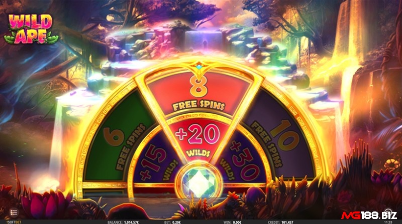 Bạn có thể nhận tối đa 20 vòng quay miễn phí cùng 50 Wild trong Bonus Wheel