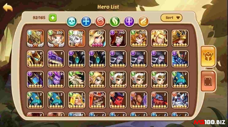 Mỗi anh hùng trong Game Idle Heroes có sức mạnh và tính năng riêng 