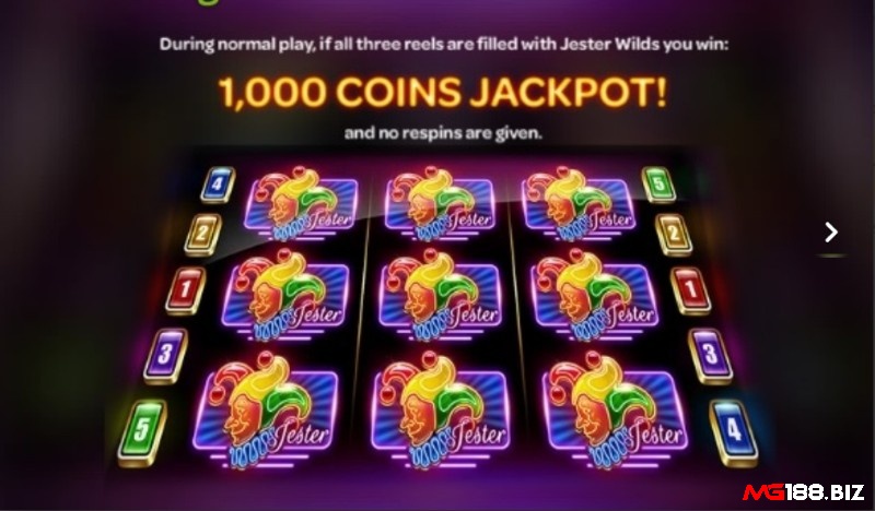 Jackpot trong trò chơi lên tới 1000 xu