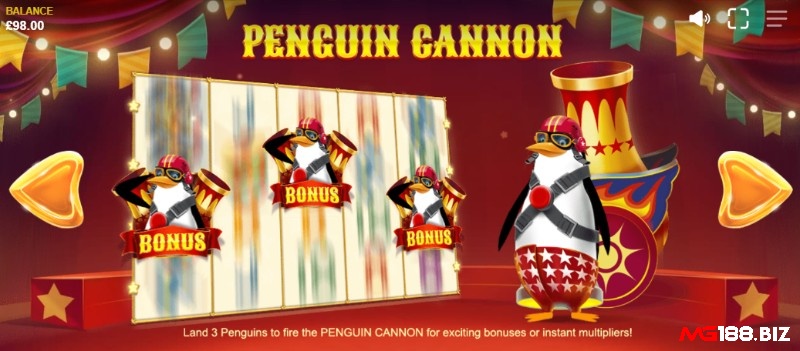 Penguin Cannon là biểu tượng đặc biệt để kích hoạt các vòng thưởng